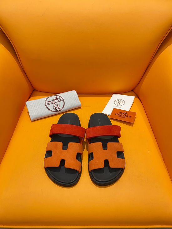 Hermes Velcro Flat Casual Sandals Soft Sole Comfortable Slides