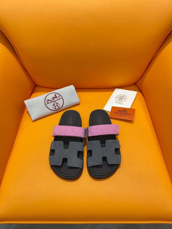 Hermes Velcro Flat Casual Sandals Soft Sole Comfortable Slides