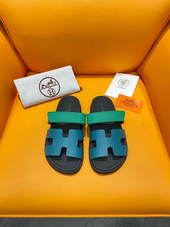 Hermes Velcro Flat Casual Sandals Soft Sole Comfortable Slides