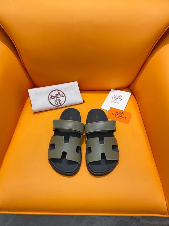 Hermes Velcro Flat Casual Sandals Soft Sole Comfortable Slides