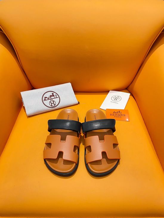 Hermes Velcro Flat Casual Sandals Soft Sole Comfortable Slides