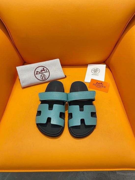 Hermes Velcro Flat Casual Sandals Soft Sole Comfortable Slides