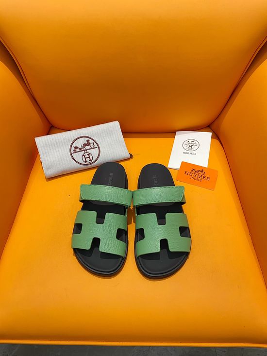 Hermes Velcro Flat Casual Sandals Soft Sole Comfortable Slides