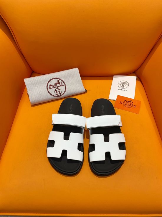 Hermes Velcro Flat Casual Sandals Soft Sole Comfortable Slides