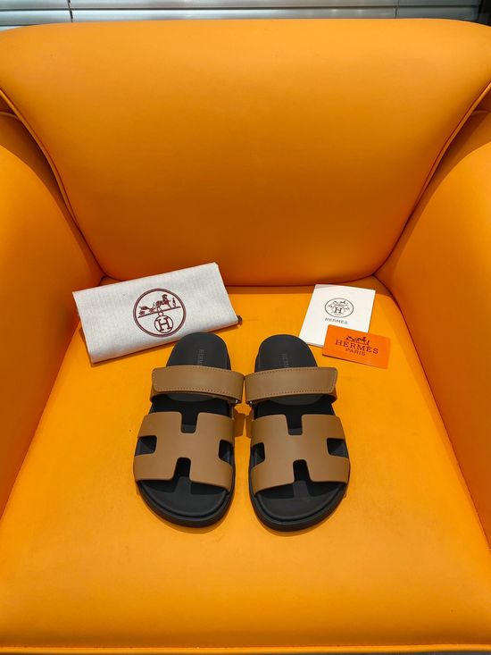 Hermes Velcro Flat Casual Sandals Soft Sole Comfortable Slides