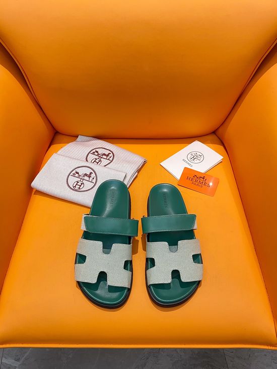 Hermes Velcro Flat Casual Sandals Soft Sole Comfortable Slides