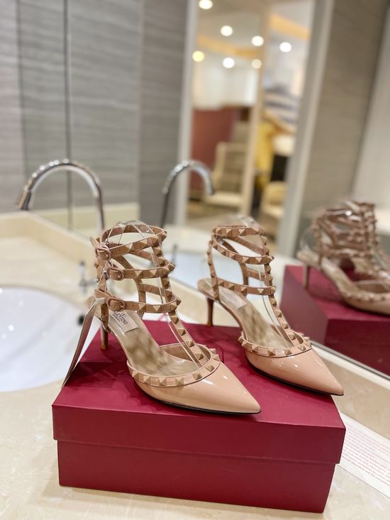 Valentino Rivet Decor Lace Up Mid Heel Pumps Anti-Oxidation Hardware