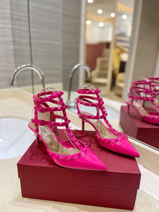 Valentino Rivet Decor Lace Up Mid Heel Pumps Anti-Oxidation Hardware