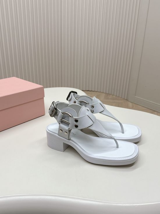 Miu Miu Vintage Chunky Heel Sandals With Premium Leather Upper