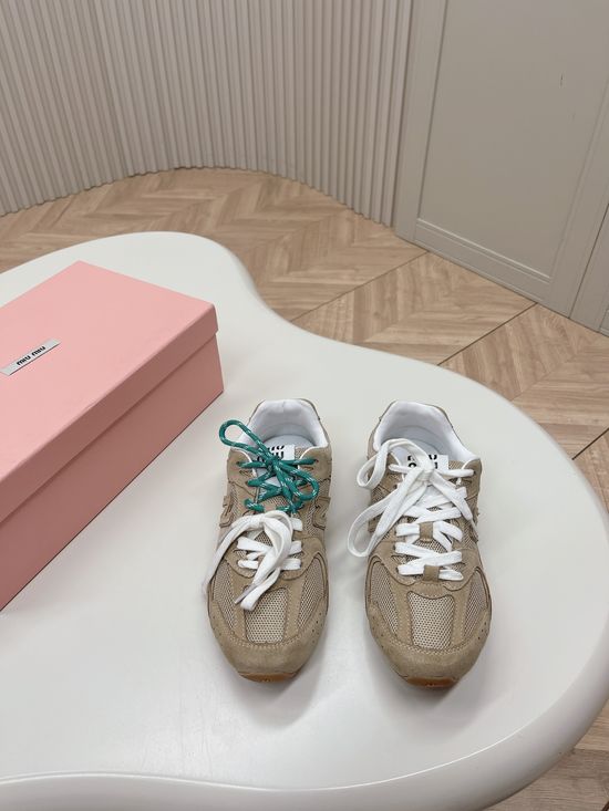 Miu Miu Vintage Mesh Upper Casual Retro Sneakers Lightweight