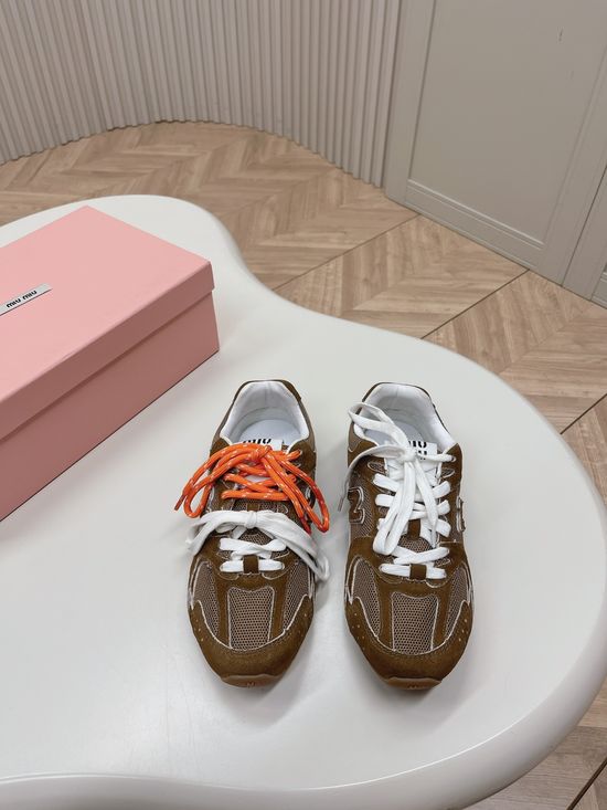 Miu Miu Vintage Mesh Upper Casual Retro Sneakers Lightweight