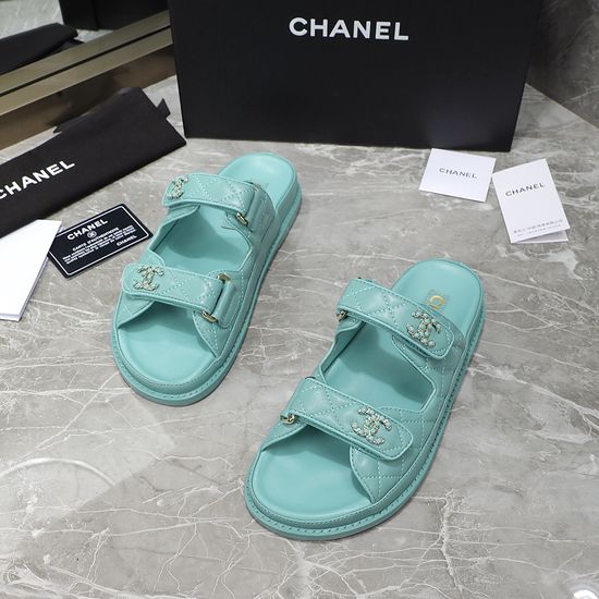 Chanel Premium Leather Hook Loop Beach Slippers Comfortable Non-slip