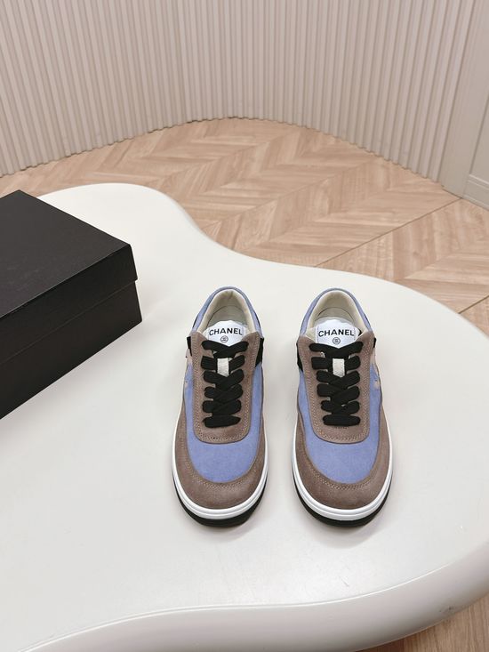 Chanel Classic Contrast Color Low-top Casual Leather Sneakers