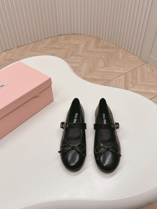 Miu Miu Rhinestone Decor Soft Casual Slip-on Ballet Flats