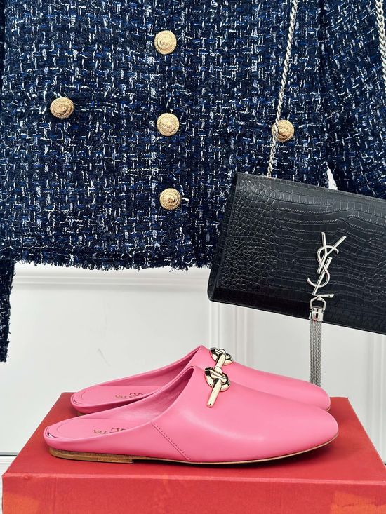 Valentino Genuine Leather Mules With Metal Buckle