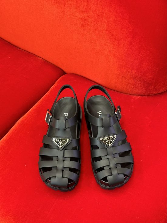 Prada Roman Sandals with Decorative Logo and Retro Style