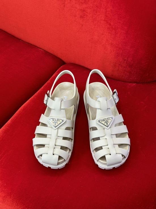 Prada Roman Sandals with Decorative Logo and Retro Style