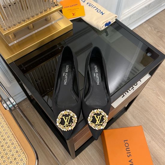 Louis Vuitton Pointed Toe Rhinestone Buckle Low Heel Footwear