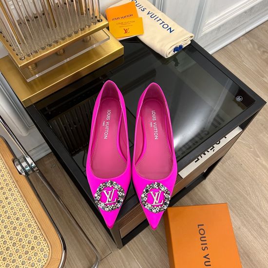 Louis Vuitton Pointed Toe Rhinestone Buckle Low Heel Footwear