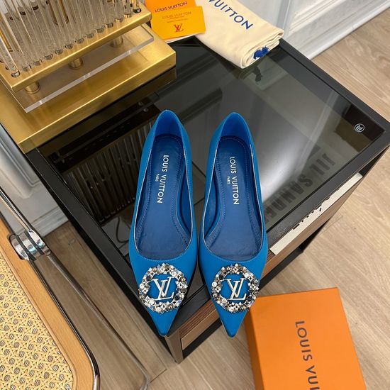 Louis Vuitton Pointed Toe Rhinestone Buckle Low Heel Footwear