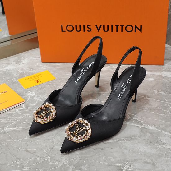 Louis Vuitton Elegant Silk Mid Heel Dress Sandals