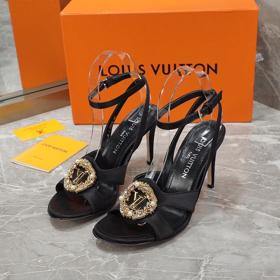 Louis Vuitton Elegant Silk High Heel Dress Sandals