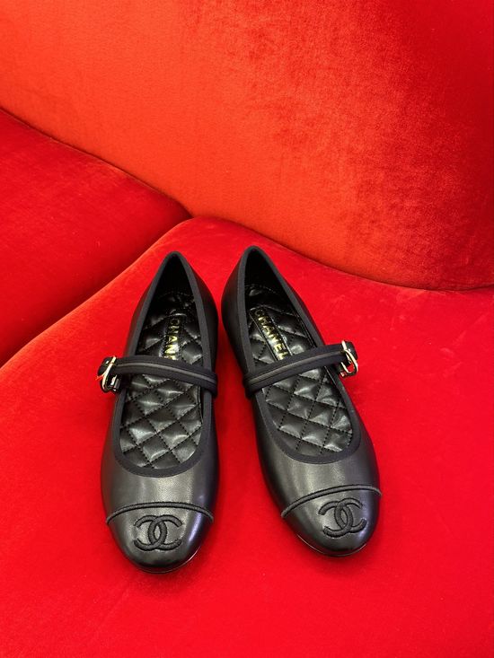 Chanel Classic Round Toe Leather Mary Jane Flats