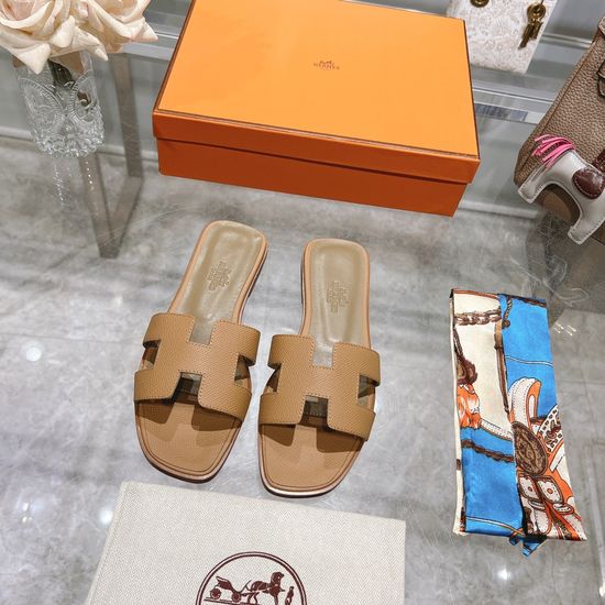 Hermes Calfskin Casual Slides Soft Comfortable Daily Wear Footwear