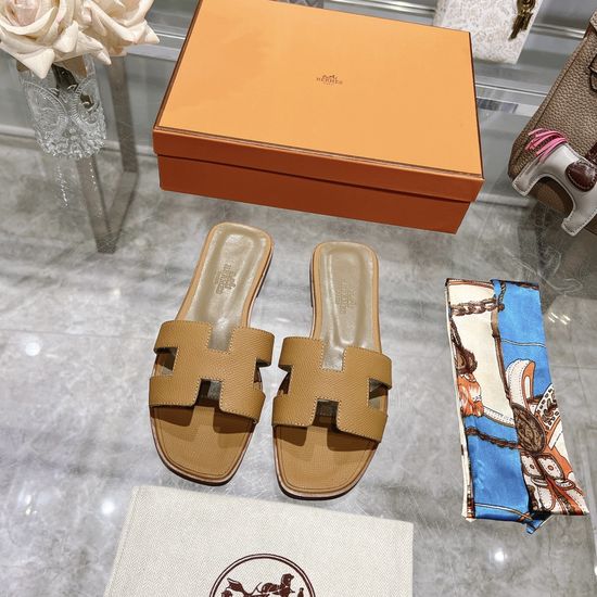 Hermes Calfskin Casual Slides Soft Comfortable Daily Wear Footwear