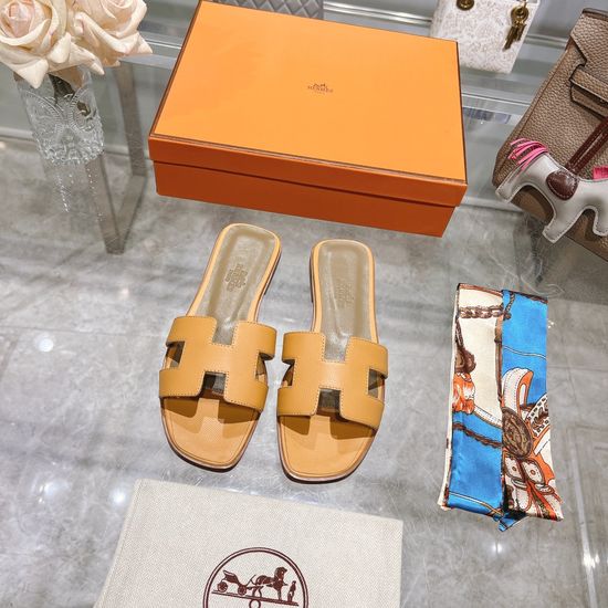 Hermes Calfskin Casual Slides Soft Comfortable Daily Wear Footwear
