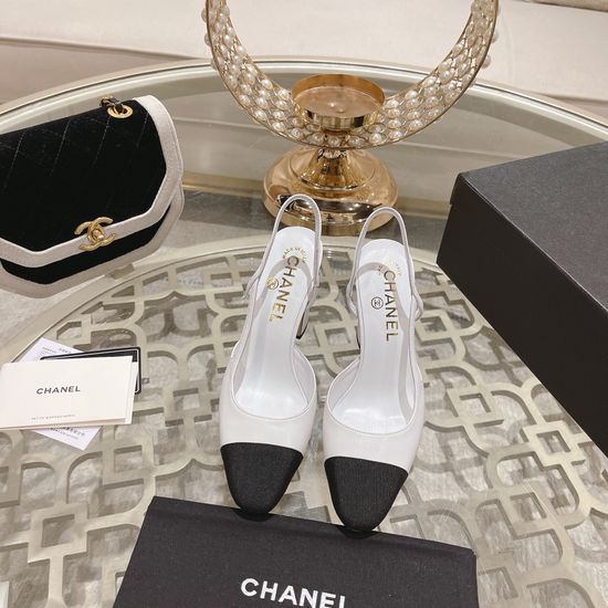 Chanel Color Block Chunky Heel Round Toe Sandals