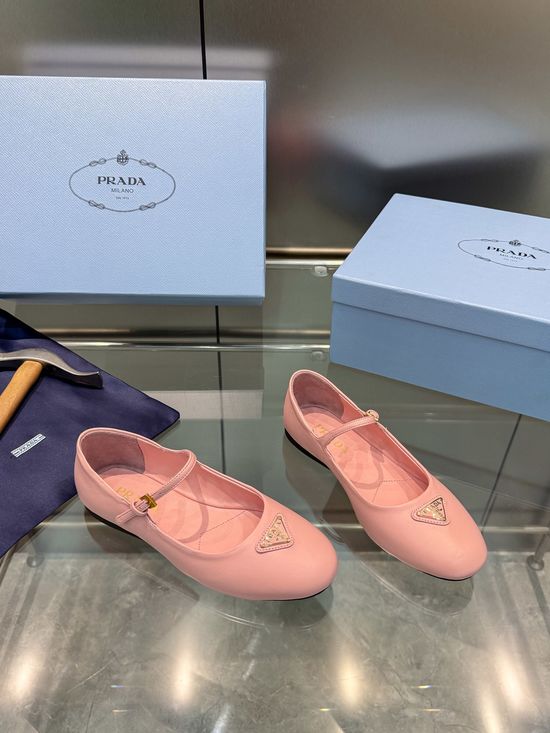 Prada Comfort Mary Jane Ballet Flats With Round Toe