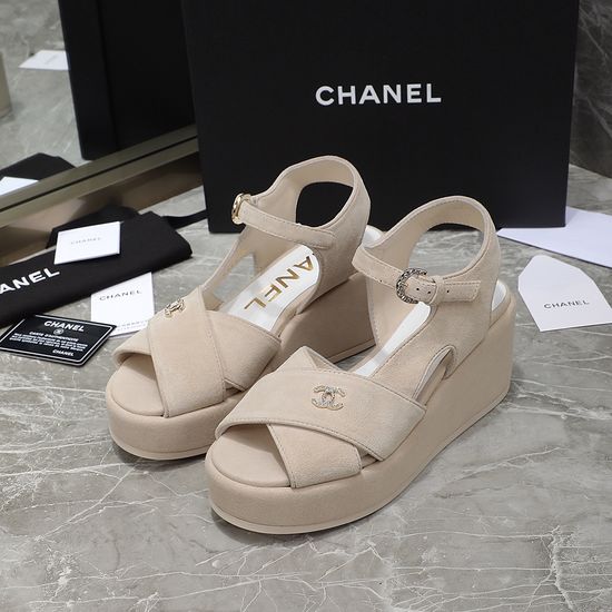 Chanel Patent Leather Chunky Heel Sandals with Sheepskin Lining