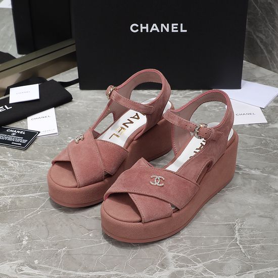 Chanel Patent Leather Chunky Heel Sandals with Sheepskin Lining