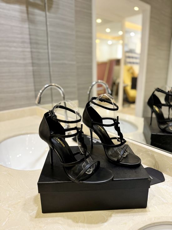 Yves Saint Laurent Patent Leather High Heel Sandals With Leather Outsole