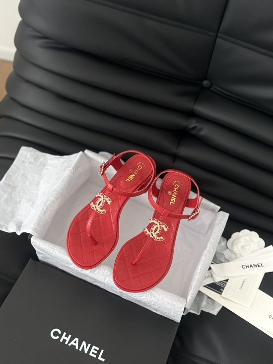 Chanel Classic Single Strap Lambskin Leather Sandals