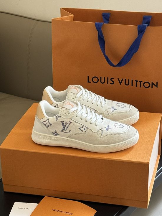 Louis Vuitton Suede and Leather Sneakers with Embroidered Design