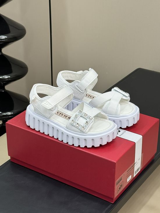 Roger Viver Rhinestone Buckle Platform Comfort Sandals