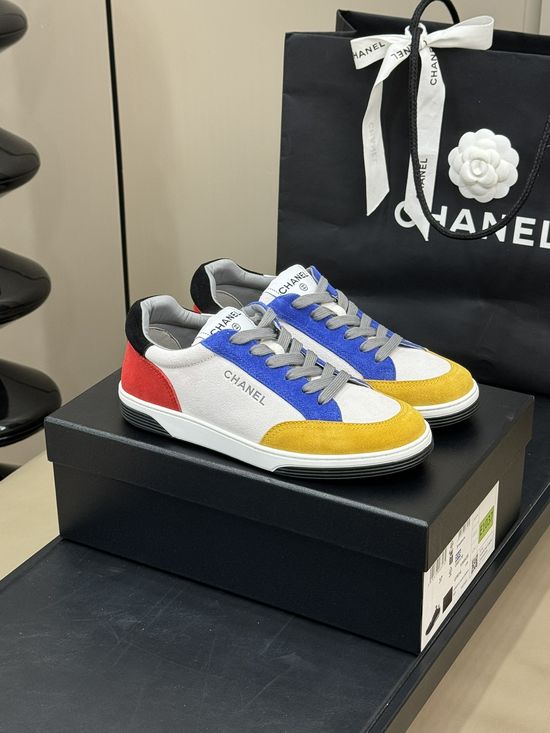 Chanel Suede Color Block Casual Skate Shoes