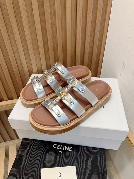 Celine Elevated Casual Slippers with Classic Logo Accent