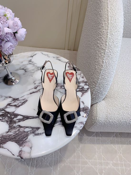 Roger Viver Rhinestone Buckle Low Heel Slingback Shoes Refined Comfortable