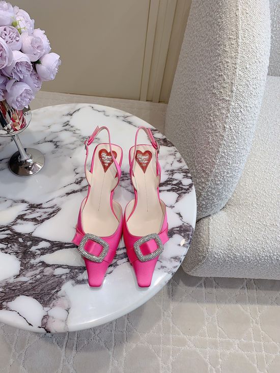 Roger Viver Rhinestone Buckle Low Heel Slingback Shoes Refined Comfortable