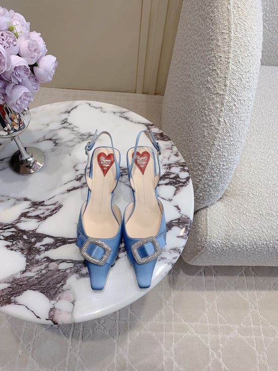 Roger Viver Rhinestone Buckle Low Heel Slingback Shoes Refined Comfortable
