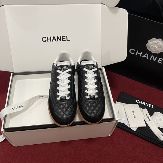 Chanel Quilted Leather Casual Sneakers with Metal Accents