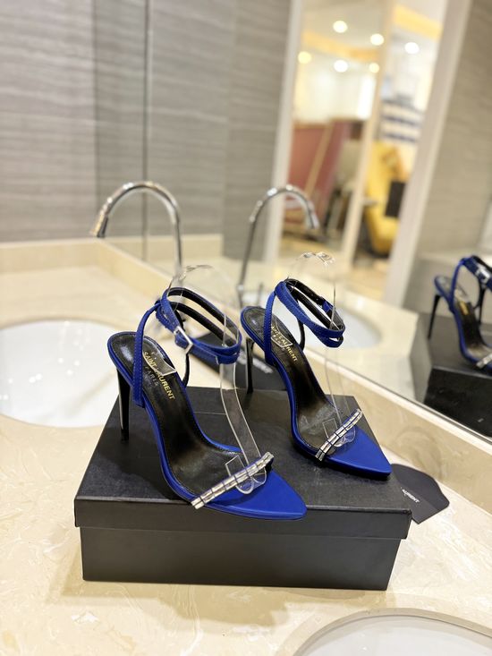 Yves Saint Laurent Elegant Diamond-Studded High Heels Shining Shoes