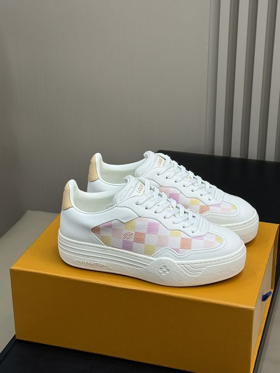 Louis Vuitton Premium Calfskin Platform Sneakers with Cushioned Insole