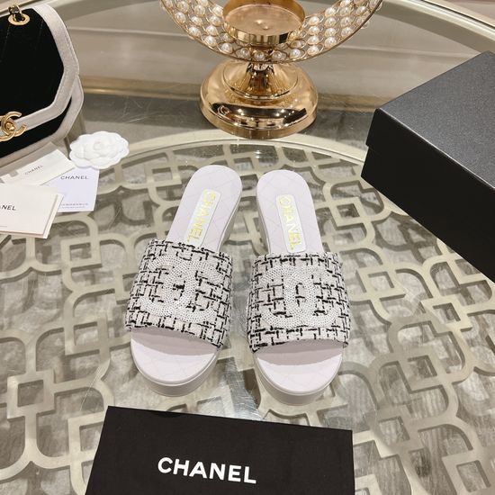 Chanel Classic Wedge Platform Casual Slide Sandals