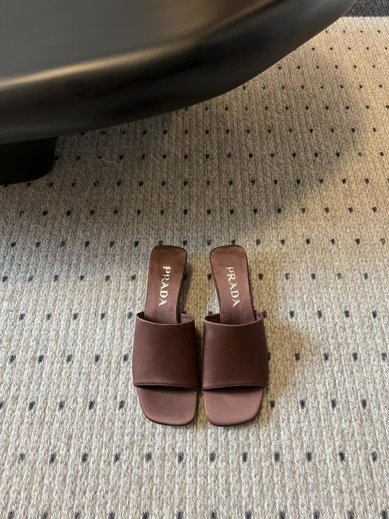 Prada Silk Mules Minimalist Style Elegant Casual Slip On Shoes