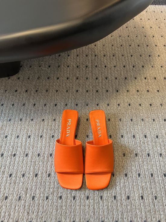 Prada Silk Mules Minimalist Style Elegant Casual Slip On Shoes
