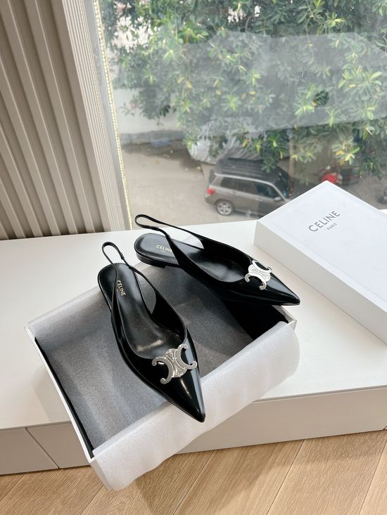 Celine Pointed Toe Kitten Heel Sandals Elegant Buckle Dress Shoes